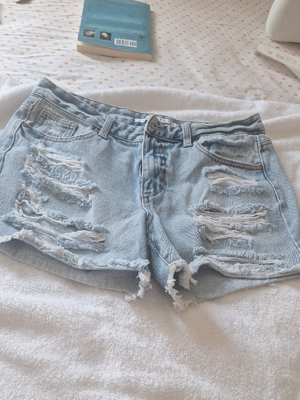 Distressed Light Blue Denim Women's Shorts